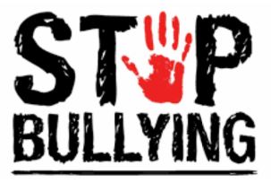  picture of a hand and the words stop bullying